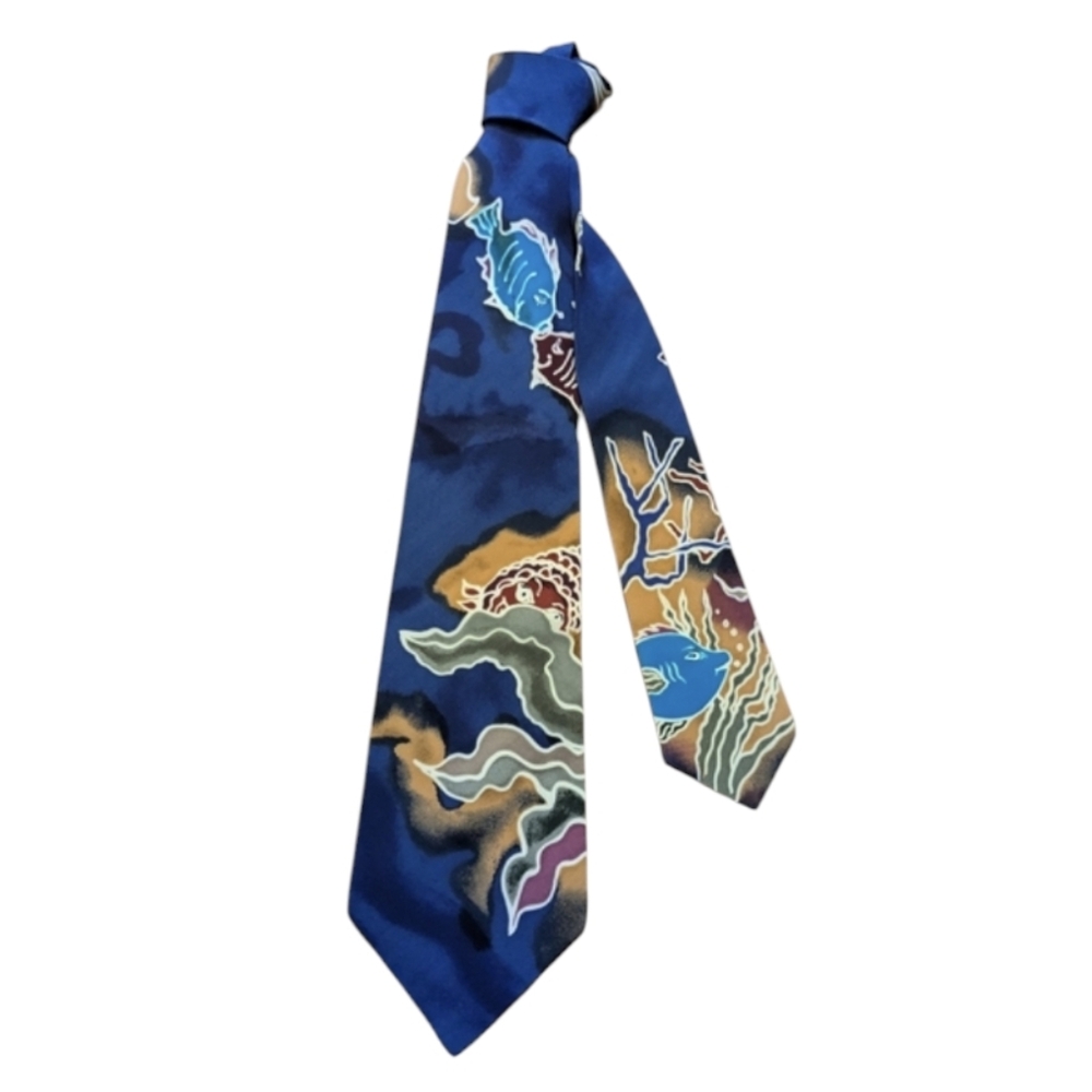 Mens silk tie signature series Kissing Fish Father's Day 🩵